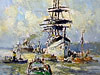 Painting Restoration and Conservation: Evert Moll ''A busy day in Rotterdam harbor''.