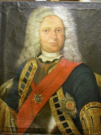 Grashe Seattle and Bellevue Fine Art Restorers. Rare and interesting cases of antique restoration: Friedrich Wilhelm Dux of Saxonia and Meisson painting, Oil on Canvas, 22" X 27" Circa 1733