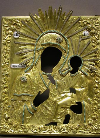 Grashe Seattle and Bellevue Fine Art Restorers. Rare and interesting cases of antique restoration: Mother of God of Kazan Russian Icon 19 Century, Icon and Silver Oklad, Circa 1855
