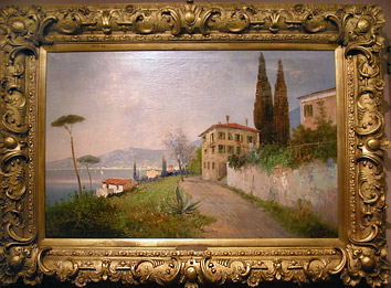 Grashe Seattle and Bellevue Fine Art Restorers. Art for sale: Painting ''Italian Land and Seascape'' By A.L. Terni 1859-1914 (Dutch).